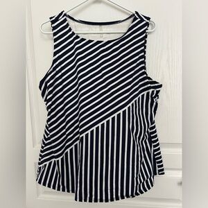 Lands' End Asymmetrical Black and White bathing suit top